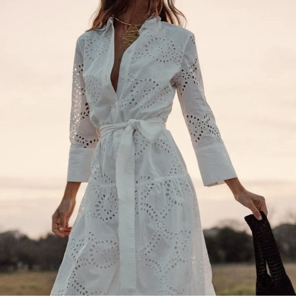 ZARA BELTED SHIRTDRESS SIZE
XL Midi dress Tied self belt embroidered eyelet  XS - Picture 9 of 17